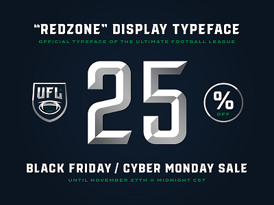 "Redzone" 25% off black friday cyber monday designtypography discount font typefacetype