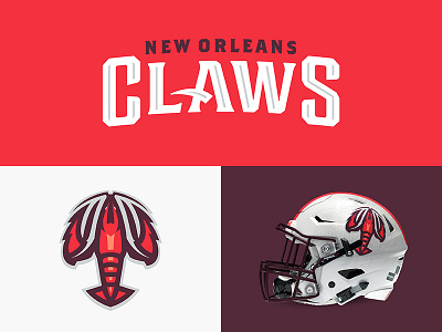 New Orleans Claws claws crawdelis crawfish design fleurdelis football louisiana neworleans sports sports branding theuflproject typeface