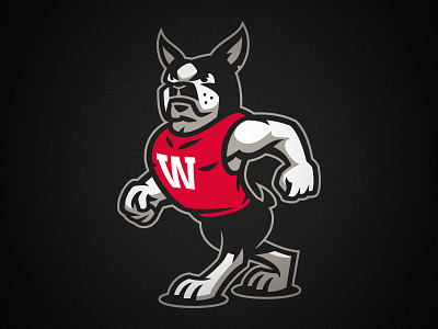 Wareing's Gym boston terrier dog gym logo mascot sports
