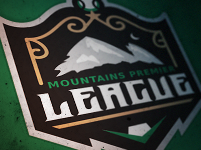 League Logo baseball logo mountains