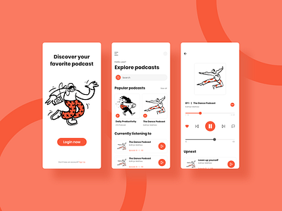 Podcast mobile app concept design mobile app mobile ui podcast podcast app product design welcome screen
