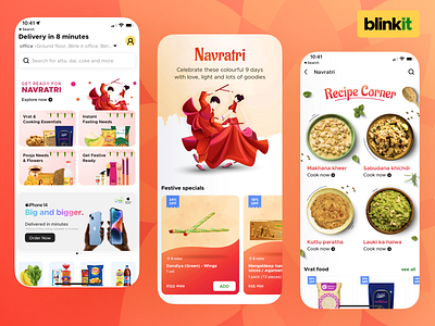 Blinkit Navratri Festival art direction branding creative design creative direction design graphic design mobile app ui