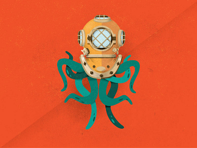 Octa character diver illustration octopuss