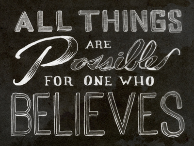 All things are possible bible chalk hand drawn lettering type verse