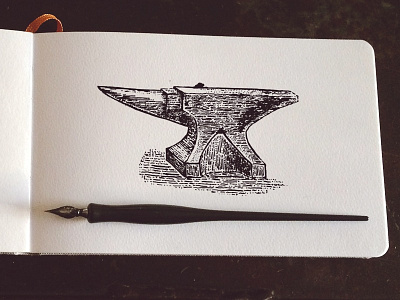 Blacksmith - Mini Series - Anvil anvil blacksmith hand drawn illustration india ink penandink sketch book stippling