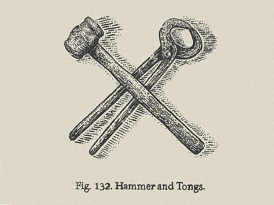Blacksmith Series - Tools blacksmith crosshatch engraving hammer illustration india ink old fashion old school pen and ink stippling tongs