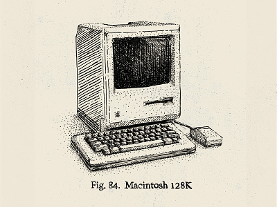"Relics" - Macintosh apple crosshatch engraving illustration india ink mac macintosh old fashion old school pen and ink stippling