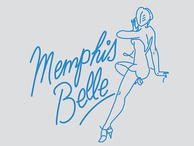 Memphis Belle bomber illustration linedrawing monoweight pinup wwii