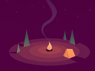 Sleeping Under the Stars camping illustration shapes vector