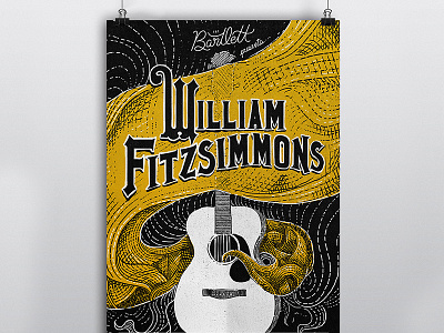 Gig Poster- William Fitzsimmons concert gig poster guitar illustration show