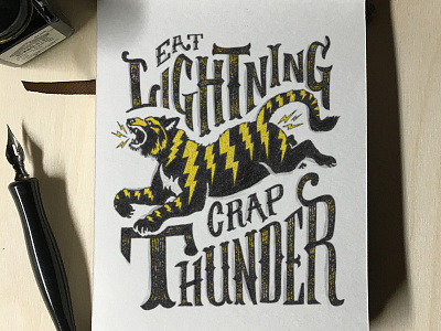 Eat Lightning Crap Thunder lettering poster t shirt tiger