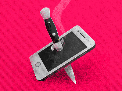Death to Tech editorial illustration iphone knife switchblade tech vector