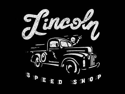 Lincoln Speed Shop hand lettered illustration logo truck