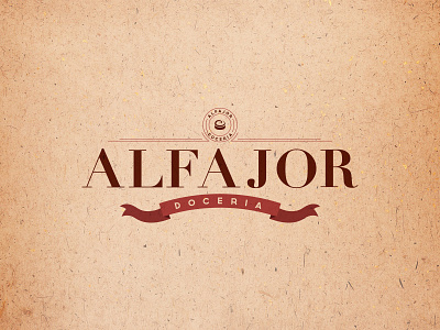 Alfajor Doceria brand cake design logo