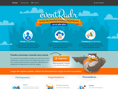 Landing Page for EventRadr 1/2