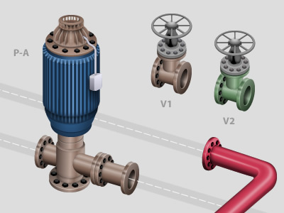 Elements for an illustration design fireworks illustration pump tech valve