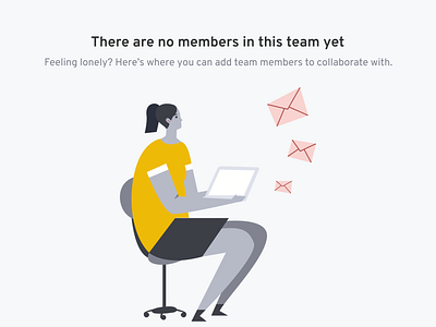 Invite team members empty state flat illustration typography ux vector web