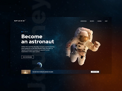 Become an Astronaut 🌍🚀 astronaut astronauts designs hero hero image hero section landing landing page minimal space spacex ui design uiux ux ui ux design web website