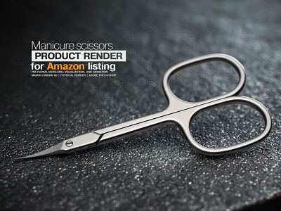 Manicure scissors Product Render 3d 3d visualization amazon black blur c4d cgi cinema 4d dark dof highlights light listing modeling physical render product render rendering steel studio