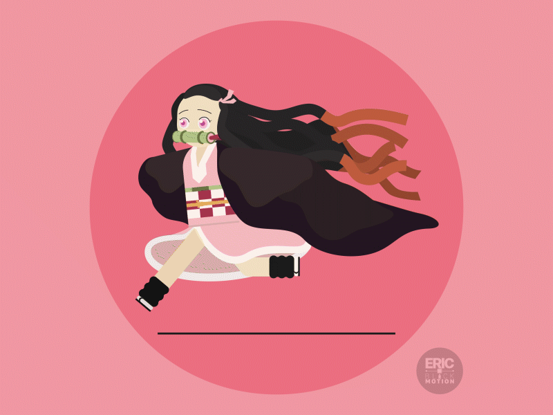 Run Nezuko, Run! animation animation 2d art fanart illustration illustrator minimal motion graphic nezuko vector