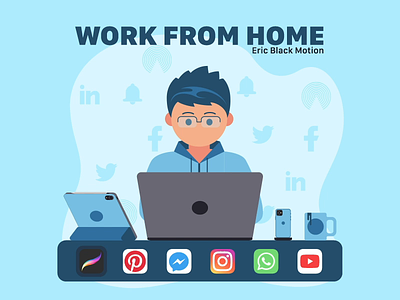 Work From Home animation animation 2d design illustration illustrator motion graphic stay safe stayhome vector work from home