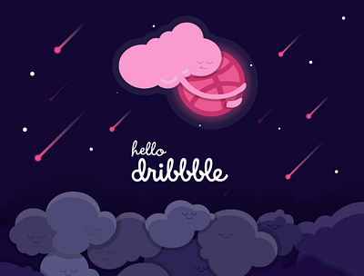 Dridddle shot. Night dribbble ball dribbble shot illustration