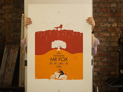 Fantatsic Mr Fox Movie Poster design flat illustration movie posters printmaking screen printing typography