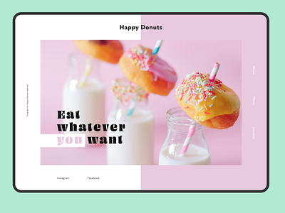 Happy Donuts advertising branding cute design donut donuts happy pink site sugar sweet typography web