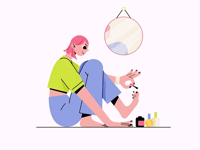 Evening routine 2d animation beauty branding character design chill date evening routine friendship girl girl power illustration make up morning routine motion graphics nails painting polish preparing for a date self care