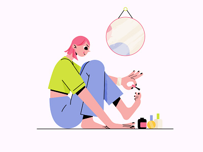 Evening routine 2d animation beauty branding character design chill date evening routine friendship girl girl power illustration make up morning routine motion graphics nails painting polish preparing for a date self care