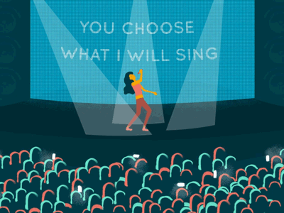 Singer on Stage animation cause cel animation character crowd frame by frame illustration incidee motion music show stage