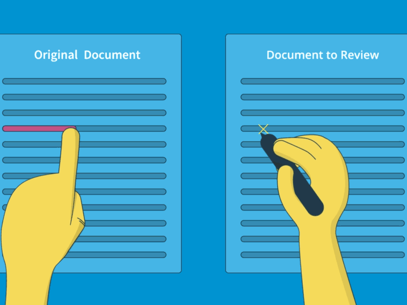 Document Comparison with Efficiency animation check document graphic hands motion motion graphics pen review