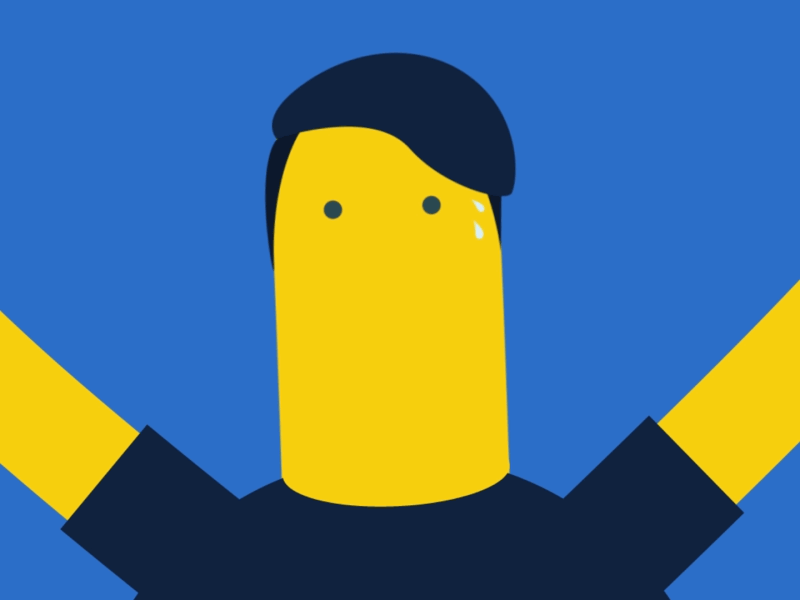 Teamwork aftereffects animation blue character design effort illustration nervous rubberhose sweat yellow