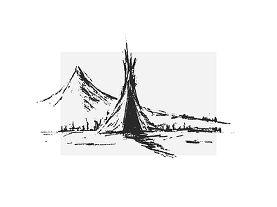 shaman-tent black white illustration shaman tent