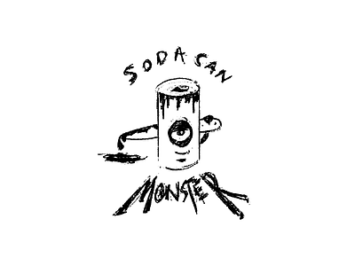 hiding in your soda can black white illustration monster sketch soda soda can