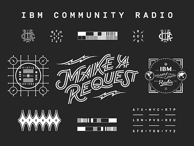 Visual Specimen: IBM Radio Jukebox badge ibm monogram radio script test screen vintage