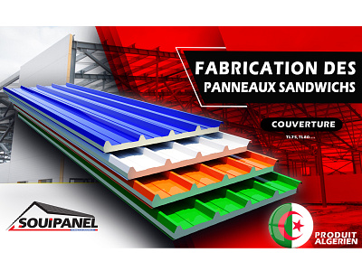 Social Media Post couverture digitalmarketing facebook panneaux sandwichs photoshop souipanel toiture