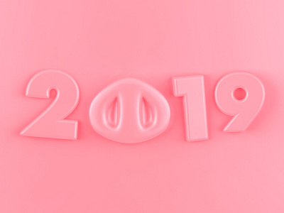 2019 2019 c4d new year new year 2019 numbers pig piggy pink