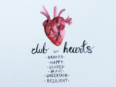 Club of Hearts design feelings handlettering heart illustration paint sketch watercolor