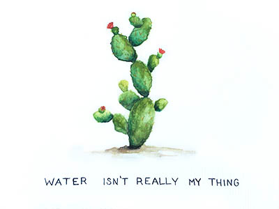 Thirsty Thursday? cactus doodle hand lettering illustration paint typeography watercolor