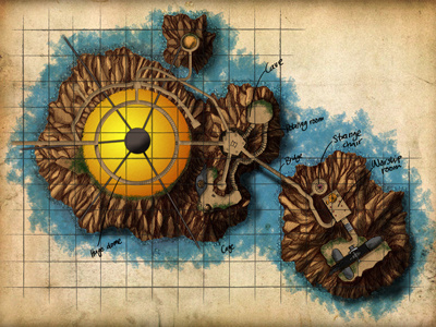 Temple Island map cartography game illustration map myst photoshop