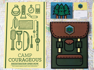 Camp Courageous backpack branding camp courageous debut map nonprofit ohio trees