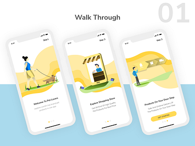iOS Application _Pets E-commerce App illustration ios app mobile app design ui design vector walkthrough
