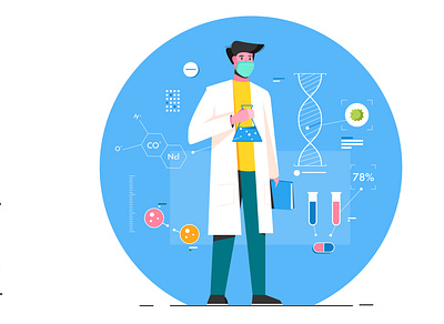 Virologist coronavirus covid19 header health hero home illustration illustrations scientist ui ux virologist