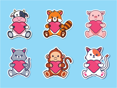 Valentine Sticker Collection branding cute graphic design illustration illustrations logo sticker valentine vector