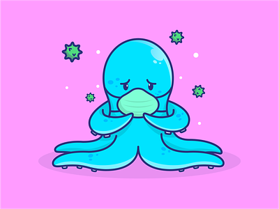 Stay Safe Everyone covid flu illustration illustrations logo mascot mask octopus virus