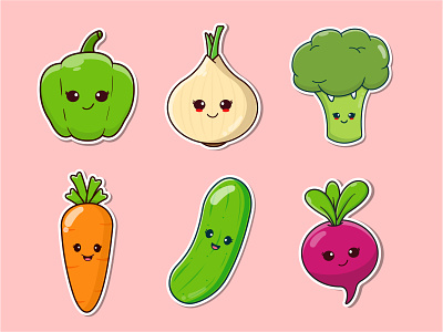 Vegetables Illustration branding brocolli carrot cucumber green healty illustration illustrations logo onion pappers vegetable