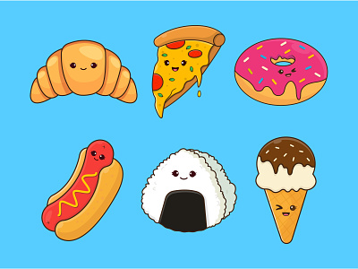 Food Illustration branding croisant design donuts fast food food hot dog ice cream illustration illustrations logo onigiri pizza