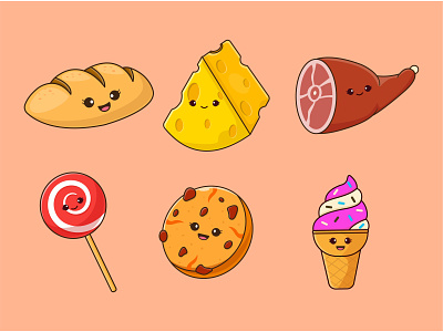 Food Illustration branding bread cheese cookie design food graphic design ice cream ill illustration illustrations logo lollipop meat vector