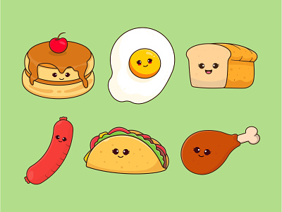 Food Illustration branding bread chicken design egg fried illustration illustrations pancake sausage taco vector